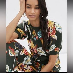 NWT Farm Rio x Anthropologie MARGARITA Floral SET - top and pants - SZ XS